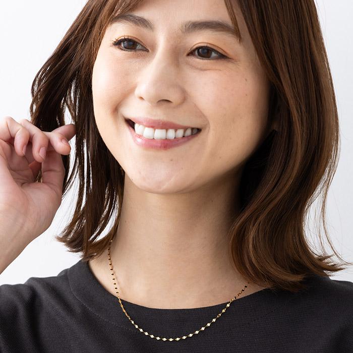 ペタルグラデーション チェーン ネックレス 純金 約42cm K24 24金　グラデーションネックレス 24金 ネックレス 純金ネックレス レディース k24ネックレスの画像