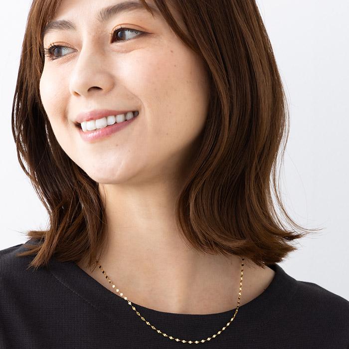 ペタルグラデーション チェーン ネックレス 純金 約42cm K24 24金　グラデーションネックレス 24金 ネックレス 純金ネックレス レディース k24ネックレスの画像