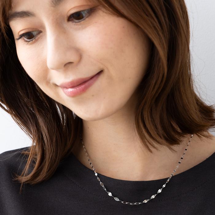 ペタルグラデーションチェーンネックレス 純プラチナ Pt999 グラデーションネックレス  ネックレス ネックレス レディース 純Pt ネックレスの画像