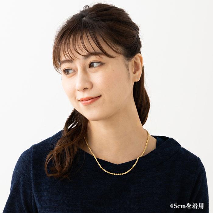 中空ロープ ロープネックレス ロープチェーン 幅約2mm K18 YG 18金 レディース メンズ ゴールド K18 イエローゴールド k18ネックレス 040の画像