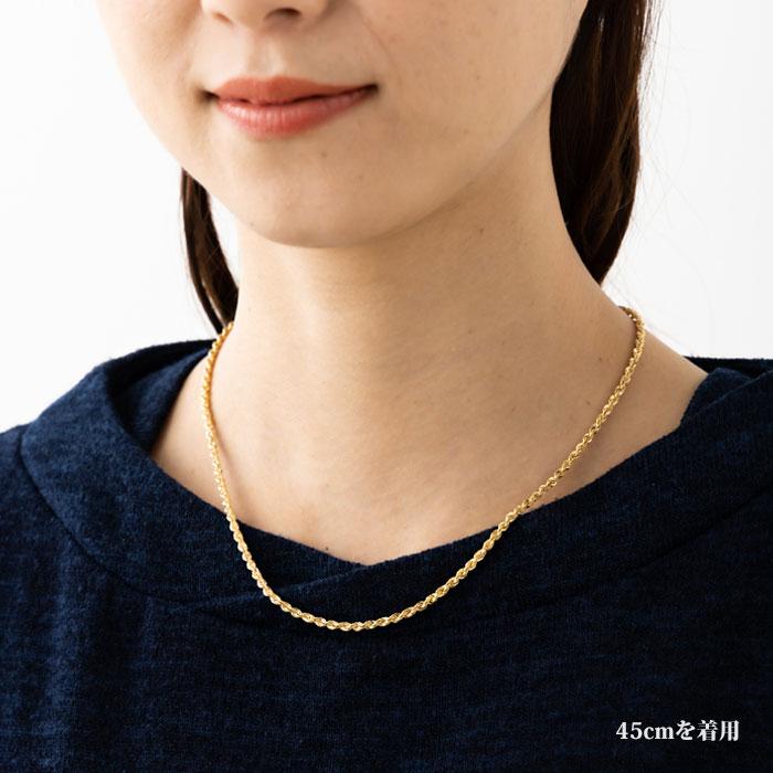 中空ロープ ロープネックレス ロープチェーン 幅約2mm K18 YG 18金 レディース メンズ ゴールド K18 イエローゴールド k18ネックレス 040の画像