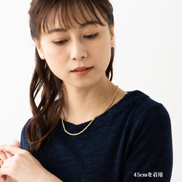 中空ロープ ロープネックレス ロープチェーン 幅約2.5mm K18 YG 18金 レディース メンズ ゴールド K18 イエローゴールド k18ネックレス 050の画像