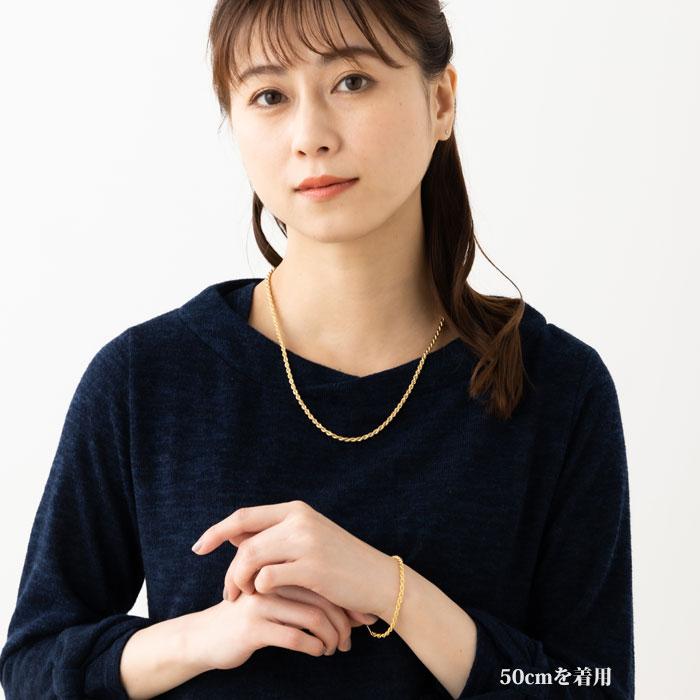 中空ロープ ロープネックレス ロープチェーン 幅約3mm K18 YG 18金 