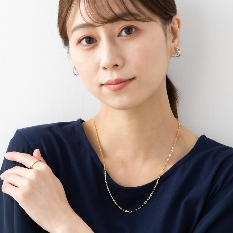 K18イエローゴールド 50cm 平小豆ネックレス 本物 18金 レディース 
