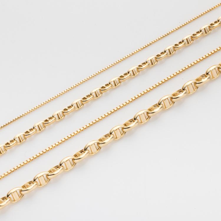 約80cm】 中空 K18 ベネチアンチェーン スカルチェーン ドッキング