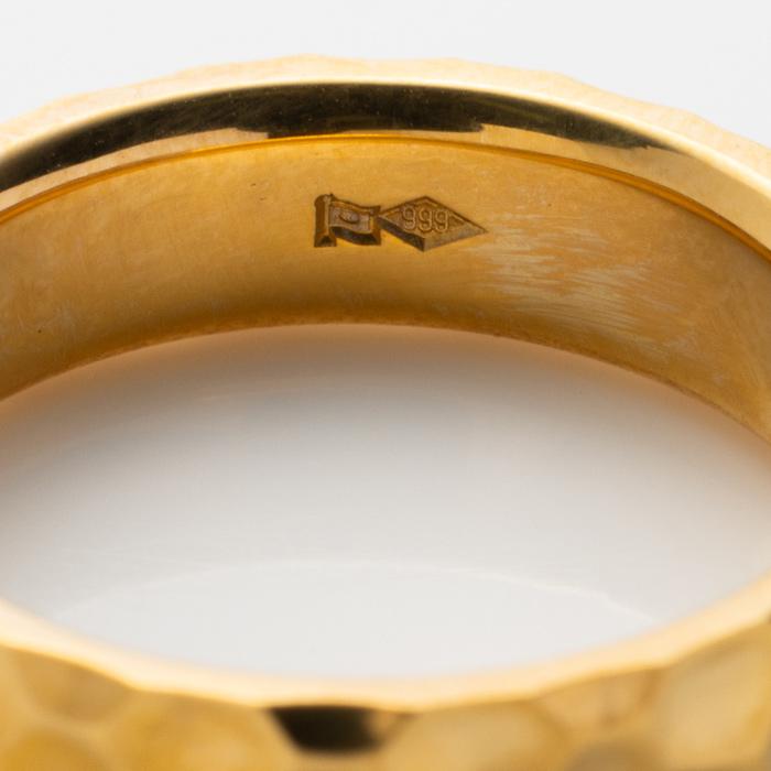 純金 鍛造 槌目 リング 造幣局ホールマーク入り 幅約5mm K24 24金 造幣局品位証明 結婚指輪 マリッジリング ペアリング 槌目リング ...