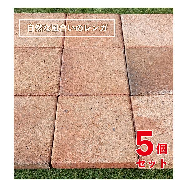 レンガ 庭 敷石 5個セット ガーデニング 敷きレンガ ガーデン ブリック 造園 アプローチ 花壇 家庭菜園 約23×23×4cm ダブル（Yahoo!・ジェイスタイルデポYahoo!店）
