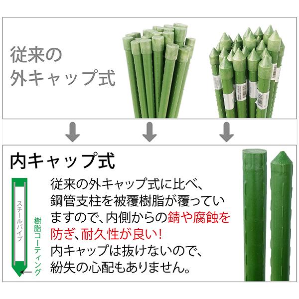 園芸支柱 内キャップ式 11mm×長さ90cm 50本 セット (まとめ買い) 鋼管