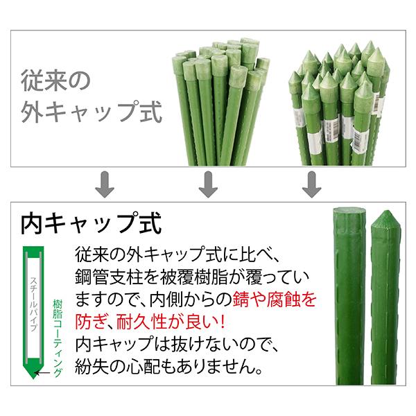 園芸支柱 内キャップ式 8mm×長さ120cm 50本 セット (まとめ買い) 鋼管