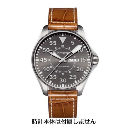 HUBLOT 純正 レザーベルト アリゲーター 新品 未使用 カーキ グリーン HAMILTON H690647102/カーキパイロットオート46mm用ブラウン