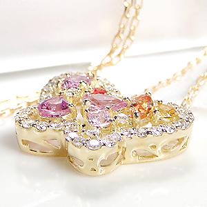 K18YG バタフライモチーフ カラーサファイアネックレス ゴールド イエローゴールド k18 18k カラーサファイヤ サファイア ペンダント サファイアペンダント 蝶の画像
