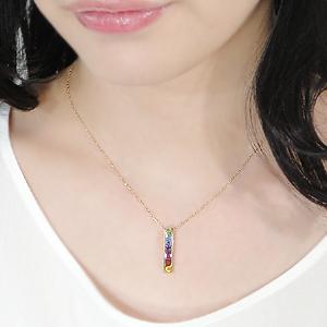 K18YG アミュレット ネックレス スクエア イエローゴールド ゴールド 18金 18k k18 お守り 7色 セブンカラー 厄除け 開運 幸運 天然石 レディース 四角の画像