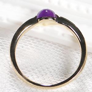 K18YG アメジスト& ダイヤモンド リング 紫水晶 人気 １８金 イエローゴールド アメジスト 指輪 アンティーク  ring 一粒 パワーストーン 可愛いの画像