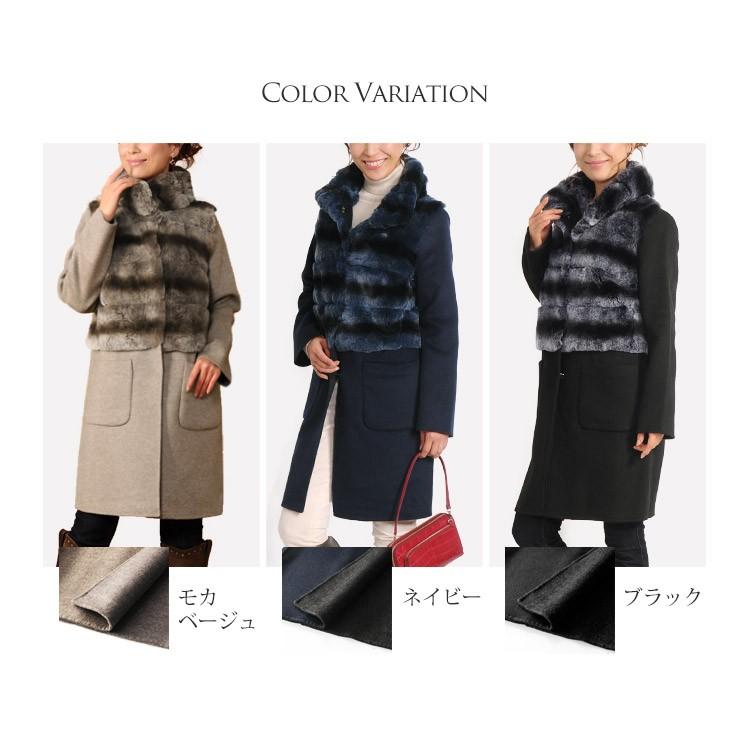 新品同様✩フラワーデザイン✩レッキス✩ファーコート✩柔らか✩軽い sankyo shokai（三京商会） レッキス ファー ＆ カシミヤ混 ウール 一