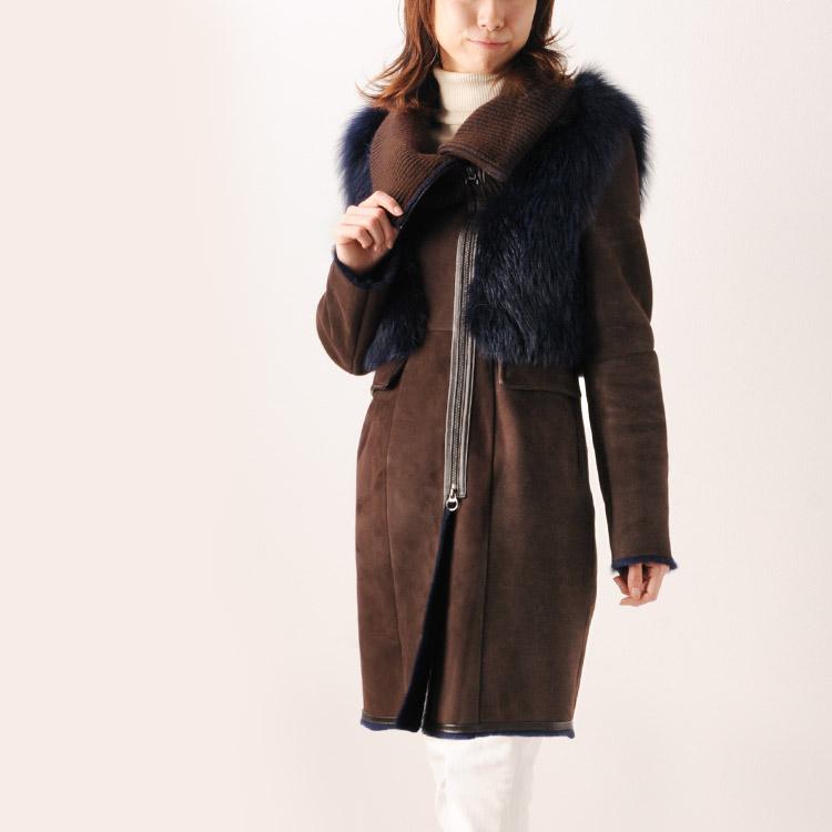 即納最大半額 毛皮 ムートンコート 1点限り トスカーナ ムートン フォックス コート Wフェイス 着丈90cm レディース 秋冬 毛皮コート 人気絶頂 Zoetalentsolutions Com