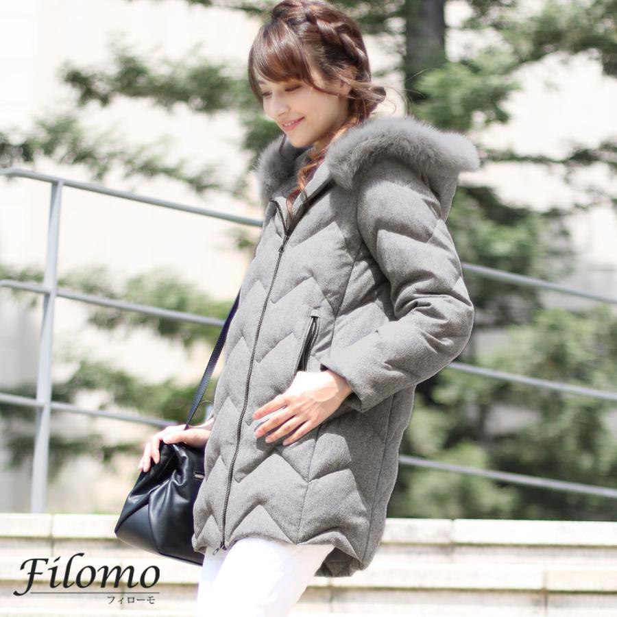 Filomo フィローモ ダウンコート フォックス ファー フード付き レディース 冬 ライトグレー ブラック r ギフト クリスマス Sankyo Shokai 三京商会 通販 Paypayモール