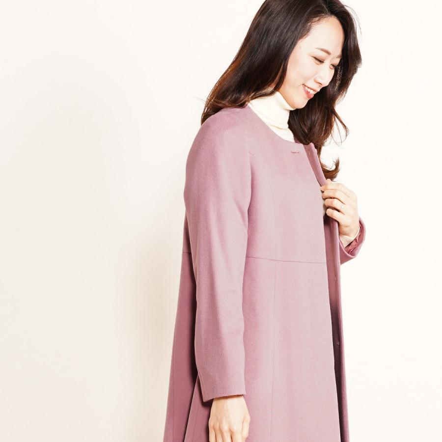 ノーカラーコート 春 レディース ロング ウール カシミヤブレンド 9号 11号 13号 ピンク ライトブルー r r Sankyo Shokai 三京商会 通販 Yahoo ショッピング