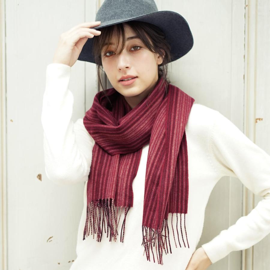カシミヤ100 ストライプ マフラー 厚手 レディース カシミアマフラー レディースマフラー r ネコポスで送料無料 Sankyo Shokai 三京商会 通販 Paypayモール