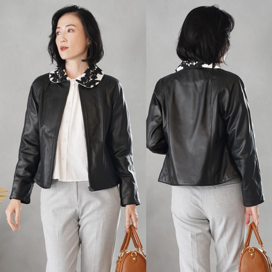 レザー ジャケット レディース ブランド Filomo ラムレザー 本革 ノーカラー シングル ライダース ジャケット アウター 軽量 春 秋 冬 女性 革 r r Sankyo Shokai 三京商会 通販 Yahoo ショッピング