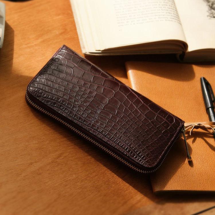 sankyo shokai（三京商会） [5%offクーポン]本革 財布 クロコダイル 長