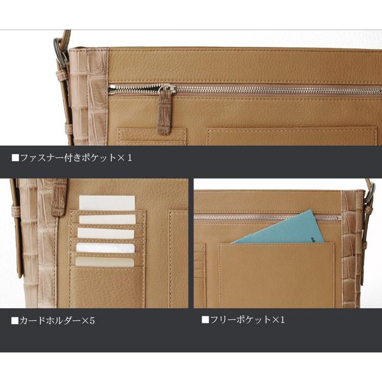 ［10%OFFクーポン］クロコダイル センター取り マット ショルダーバッグ かぶせデザイン / レディース A4 通勤バッグ 保証書 付き 母の日_8