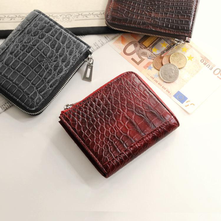 sankyo shokai（三京商会） コンパクト 財布 クロコダイル マット L字