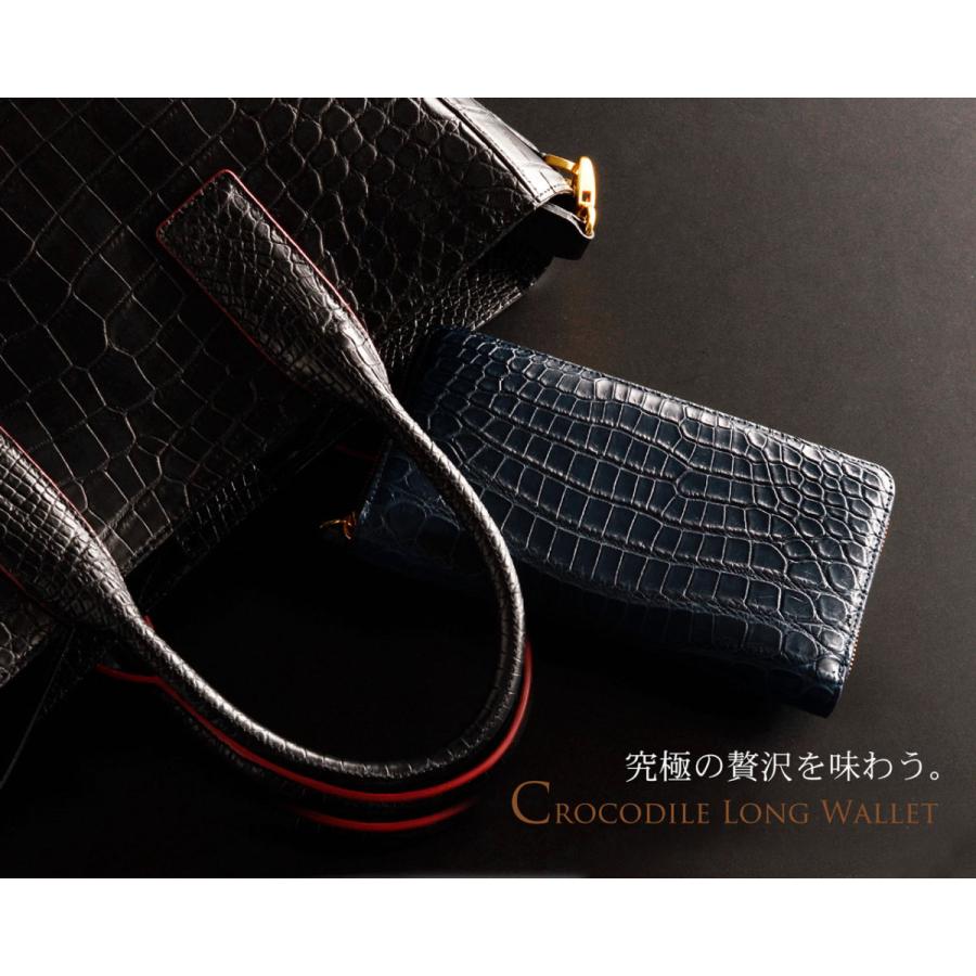 ［10%OFFクーポン］クロコダイル長財布 マット ラウンドファスナー 多機能 真鍮ファスナー ゴールド金具 メンズ(06000779-mens-1r) 金運【爆買!!】の画像