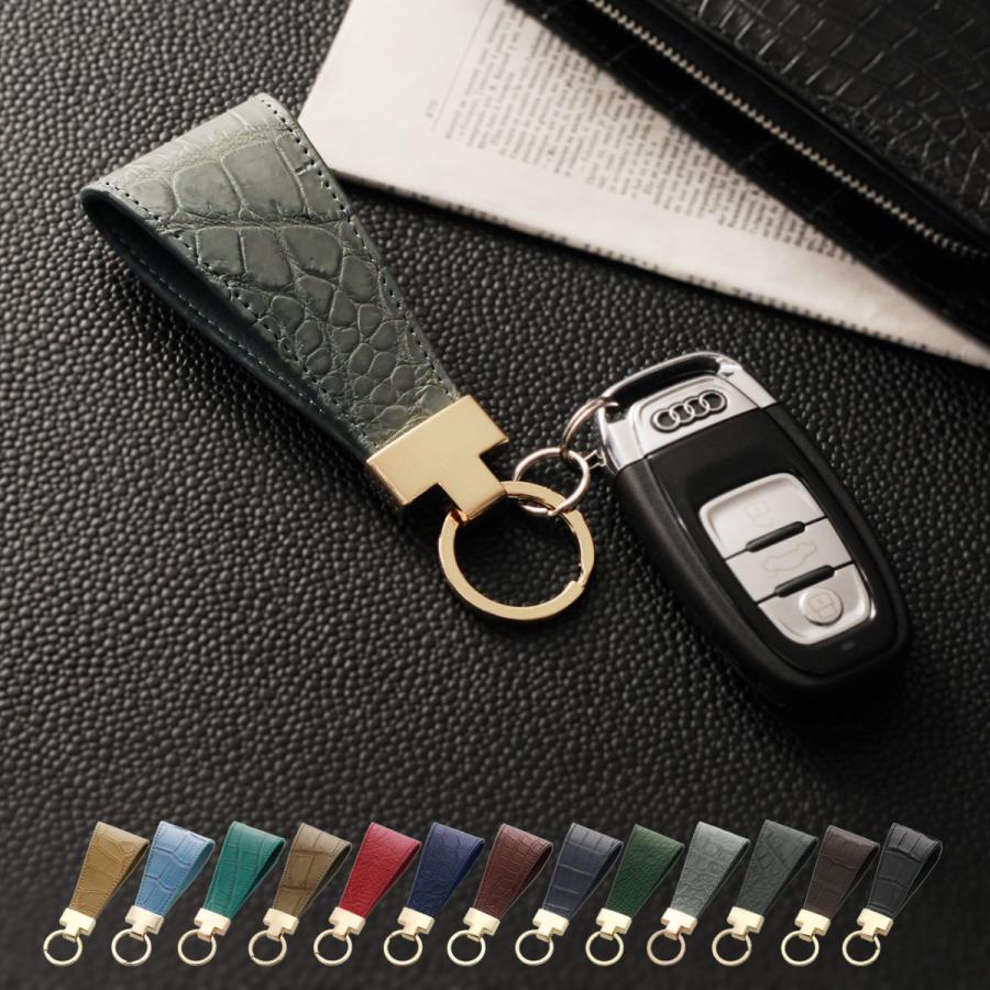 sankyo shokai クロコダイル マット 加工 キーホルダー メンズ