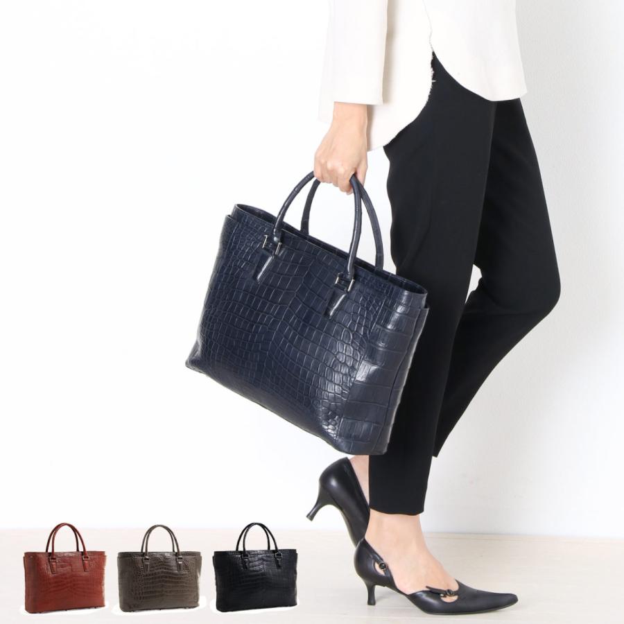 sankyo shokai クロコダイル マット加工 トートバッグ A4サイズ対応  