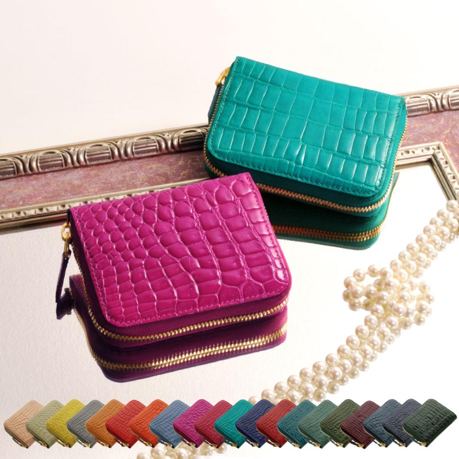 クロコダイル シャイニング コンパクト財布 レディース キャッシュレス 全20色 (06001080r) sankyo shokai（三京商会） クロコダイル シャイニング コンパクト財布