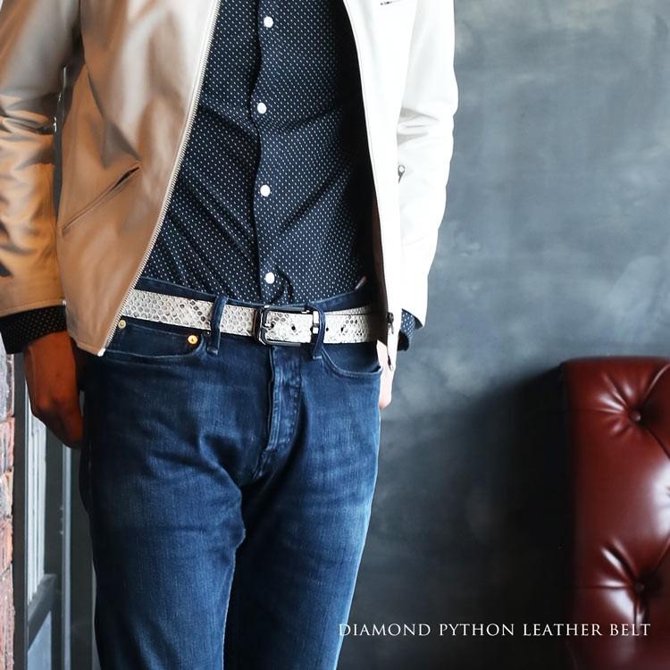 パイソン ベルト メンズ 本革 バックル ブラックニッケル ピンタイプ