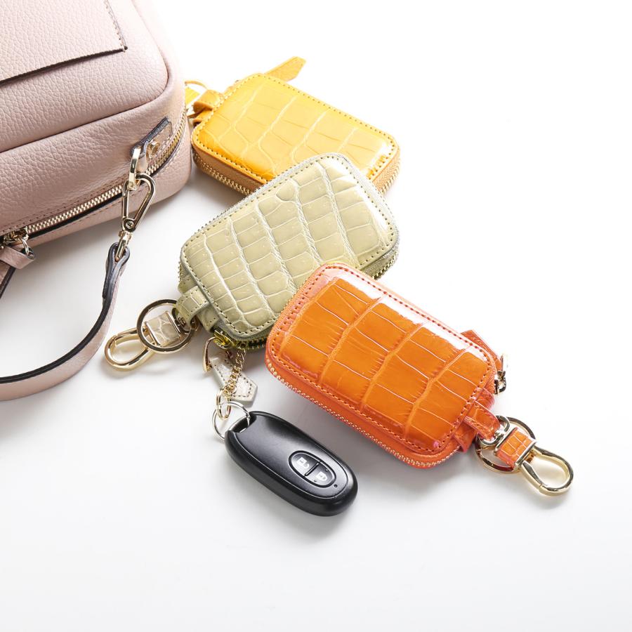 Sankyo Shokai 三京商会 クロコダイル スマートキーケース シャイニング 加工 ゴールド 金具 レディース Icカードホルダー付き 全11色 1r ギフト