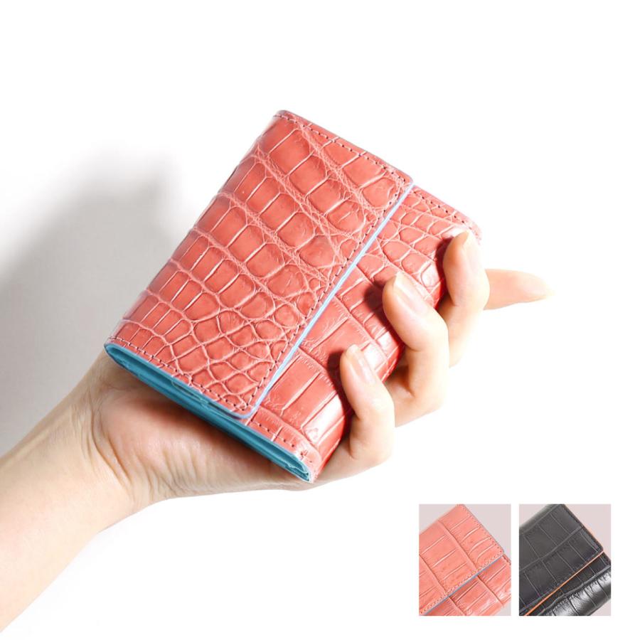 クロコダイル マット バイカラー ミニ財布 レディース コンパクト財布 キャッシュレス No ギフト クリスマス Sankyo Shokai 三京商会 通販 Paypayモール