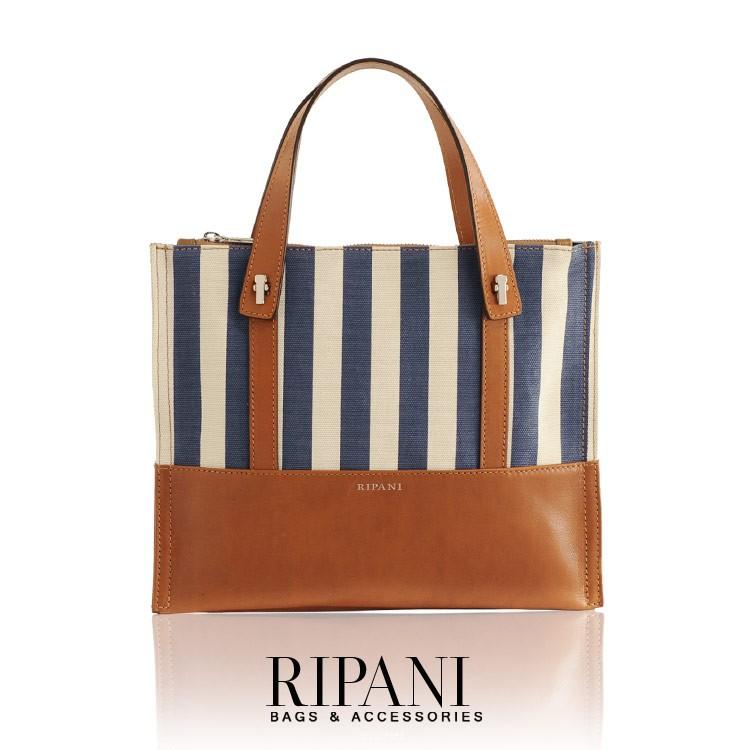 RIPANI 2WAY バッグ 牛革 ＆ ストライプ キャンバス イタリア製