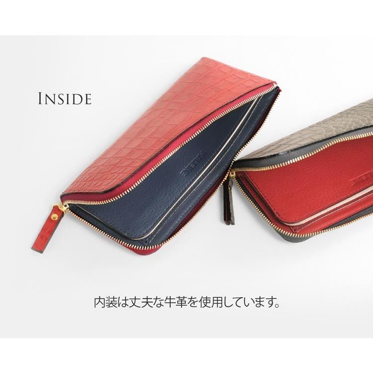 HALEINE クロコダイル 型押し 牛革 長財布 薄い L字ファスナー HALEINE クロコダイル 型押し 牛革 長財布 薄い L字ファスナー