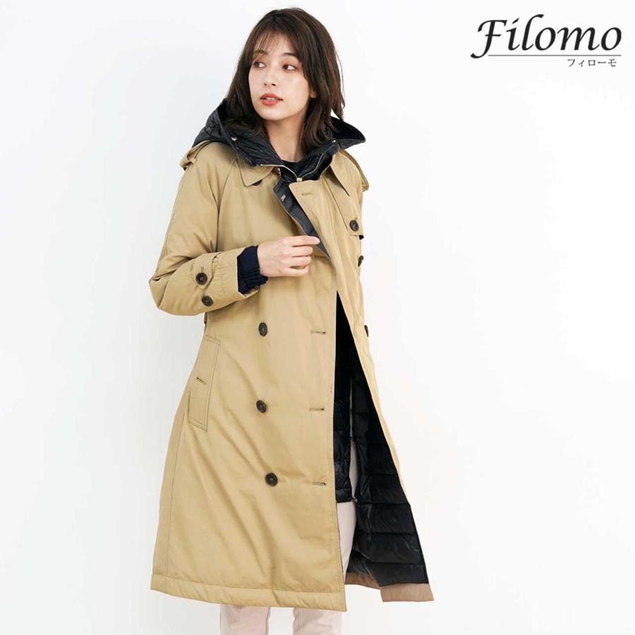 超安い コート アウター Firomo ダウン トレンチ レディース フード付き ウィンドストッパー 着脱 ダウン90 ビジネス ベージュ ネイビー 保温 プレゼント ギフト 女性 r Taxijetci Com