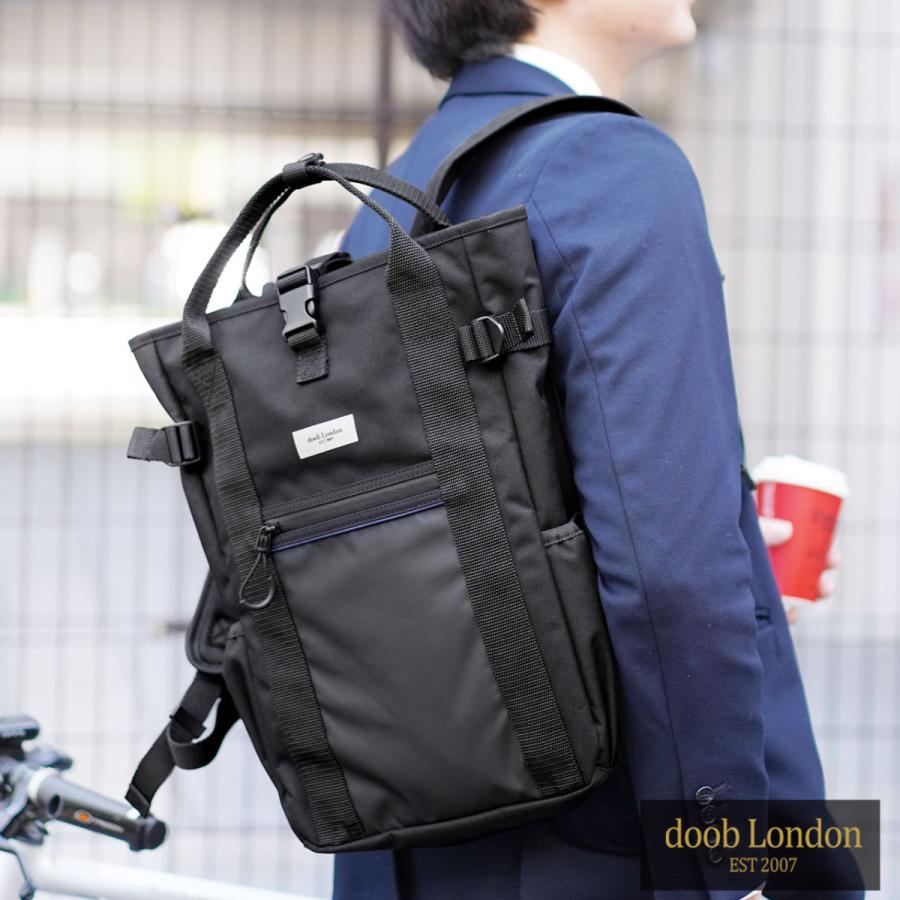 CORDURA（R） メンズ リュック 12L ビジネス 撥水 A4 ブランド doob London ノートPC ブラック コーデュラ 軽量 (09000179-mens-1r) バレンタイン｜j-white