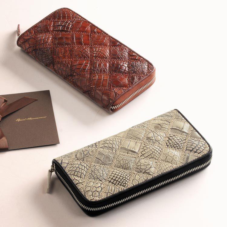 sankyo shokai（三京商会） クロコダイル長財布 ステッチワーク