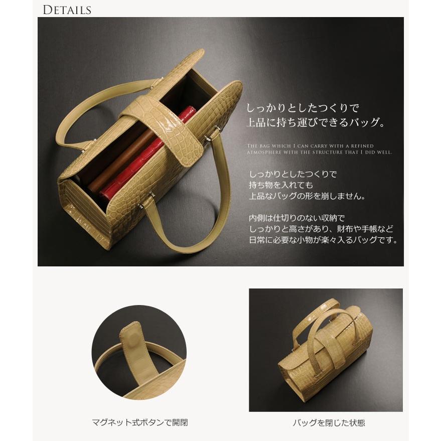 クロコダイルバッグ crocodile クロコダイル ハンドバッグ シャイニング加工 / レディース 保証書 付きの画像