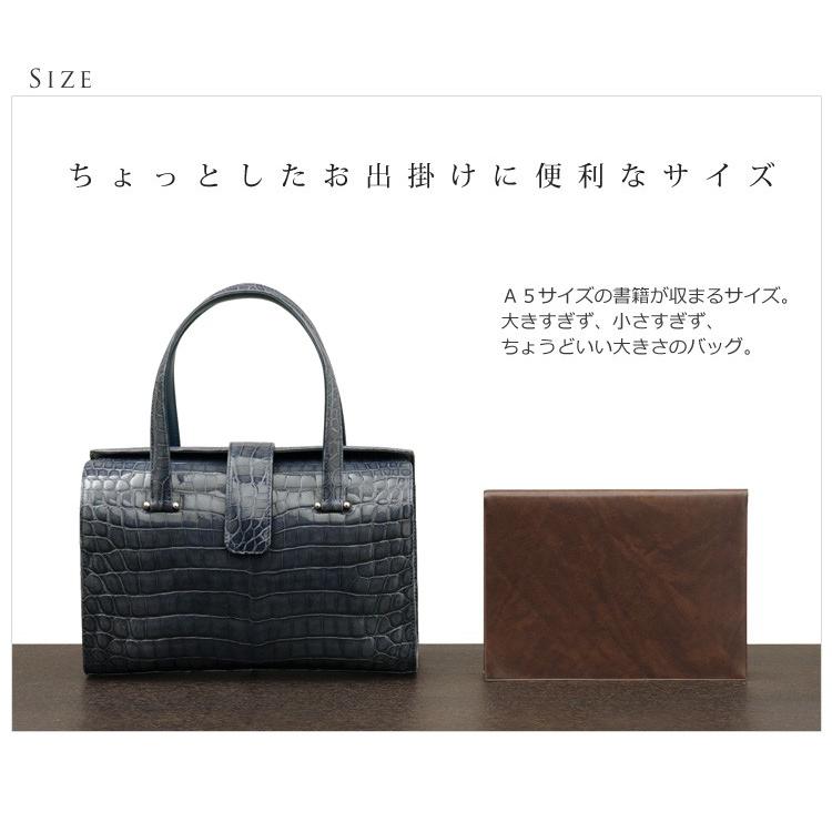 クロコダイルバッグ crocodile クロコダイル ハンドバッグ シャイニング加工 / レディース 保証書 付きの画像