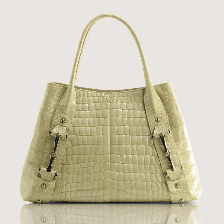 【美品】crocodile leather/シャイニングクロコ/ハンドバッグ シャイニングクロコダイル ハンドバッグ 通販 - ディノス