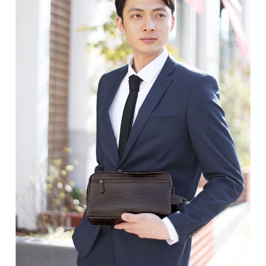 ［5%OFFクーポン］メンズ バッグ ナイルクロコダイル マット加工 ダブルファスナー セカンドバッグ ビジネスバッグ【爆買!!】の画像