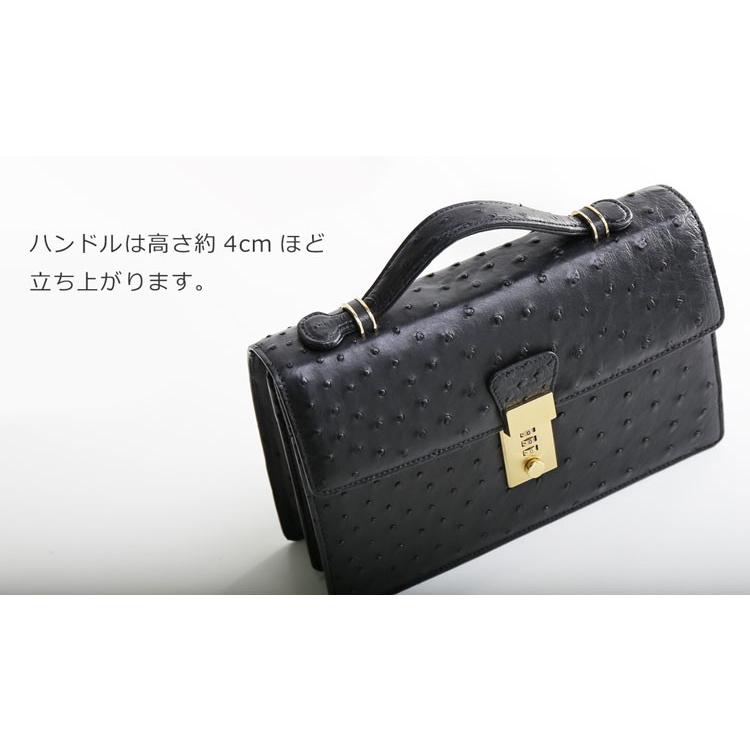 オーストリッチ メンズ セカンドバッグ ダイヤルロック式 日本製 フルポイント ブラック/ニコチン(3878r) 『ギフト』12