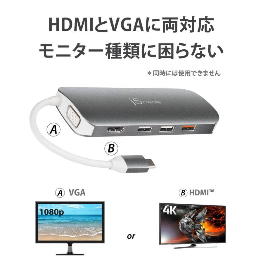 j5create USB-C 10in1マルチアダプタ Power Delivery 60W【USB-C/4K HDMI/VGA/Gigabit有線LAN/USB3.0×3/SD,MicroSDスロット/USB急速充電】JCD384-EJ | j5 create | 03