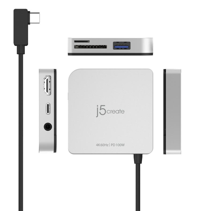 j5create iPad Pro 11 & 12.9 取付パッド付 USB-C 7in1マルチアダプター Power Delivery100W【USB-A/USB-C/4K HDMI/SD,MicroSD/3.5mm入出力】 JCD612-EJ | j5 create | 09