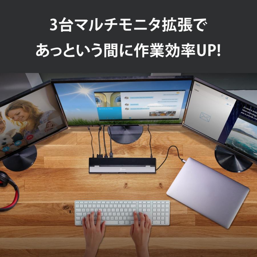 j5create USB-C ドッキングステーション PD100W【USB-Ax3/USB-C/USB-C充電/DisplayPort/HDMIx2/VGA/有線LAN/SD,MicroSD/3.5mm】 JCD543-EJ | j5 create | 02