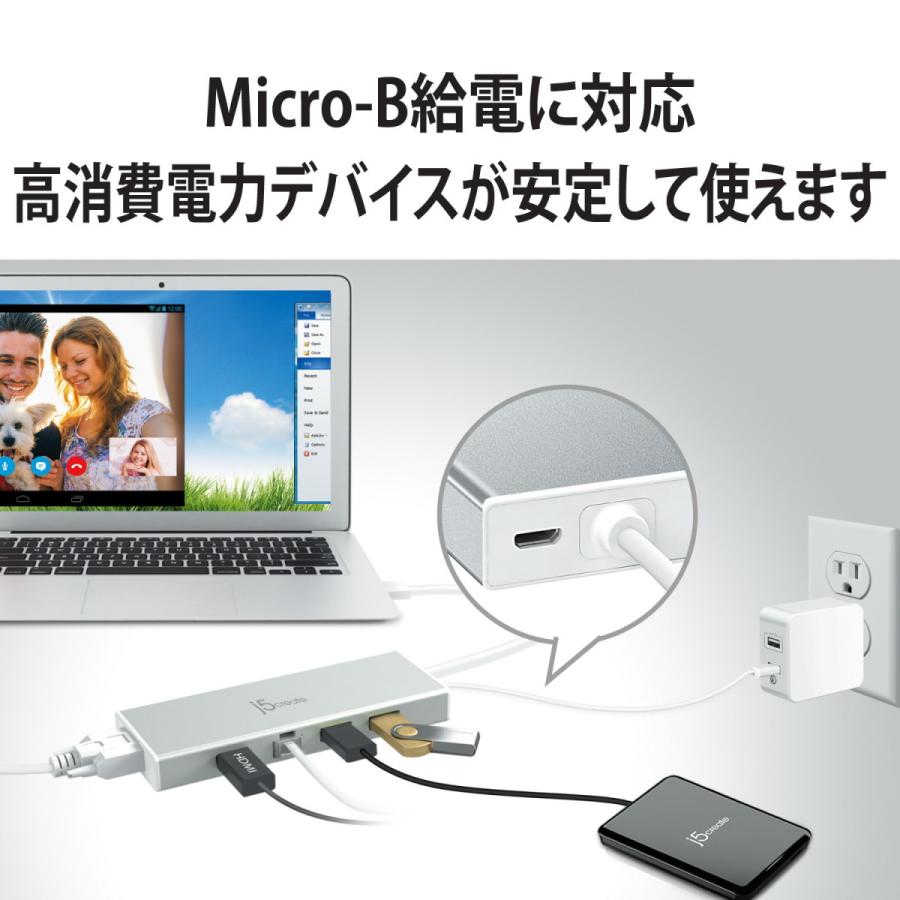 j5create USB3.0 5in1デュアルモニタミニドック【 USB3.1-Ax2/HDMI/VGA/GigabitLAN/Micro-B power in】 JUD380-EJ | j5 create | 05