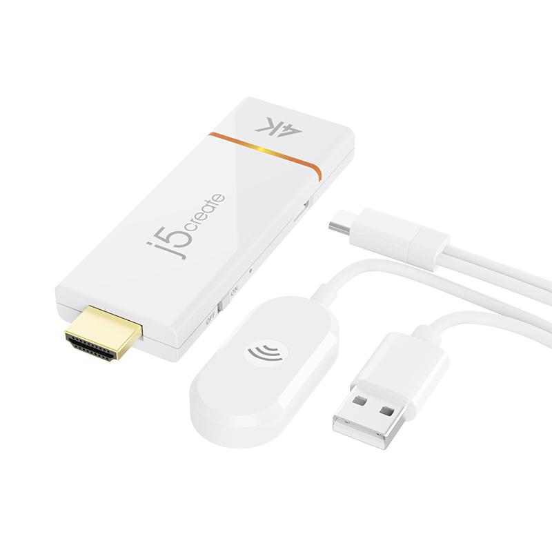 j5create ワイヤレス 4K HDMI ドングルレシーバー 受信機 5G/2.4GHz ルーター不要 距離15m Windows Mac android iOS対応 ディスプレイミラーリング JVAW76-EJ｜j5create