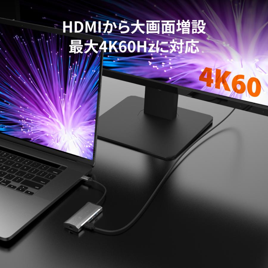 j5create USB-C 6in1マルチアダプター 4K60/1080p144Hz USB-A3.2x2 USB-C PD100W 4K60Hz HDMI LAN USB4対応 Thunderbolt4対応 JCD392-EJ | j5 create | 02