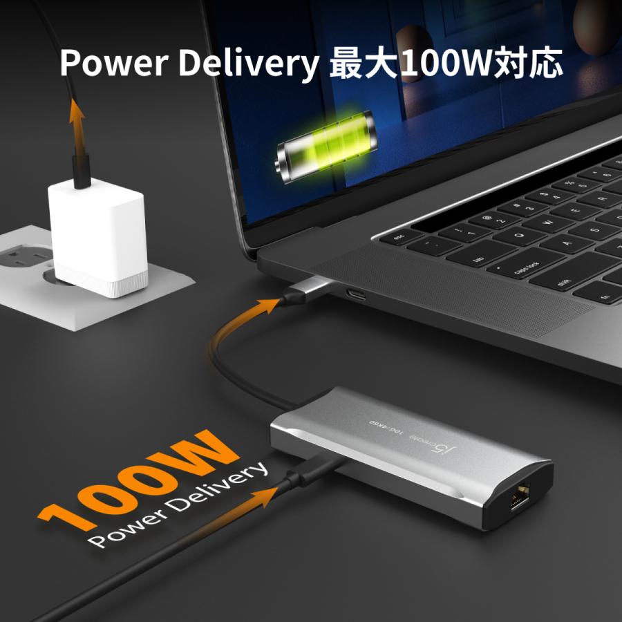 j5create USB-C 6in1マルチアダプター 4K60/1080p144Hz USB-A3.2x2 USB-C PD100W 4K60Hz HDMI LAN USB4対応 Thunderbolt4対応 JCD392-EJ | j5 create | 05